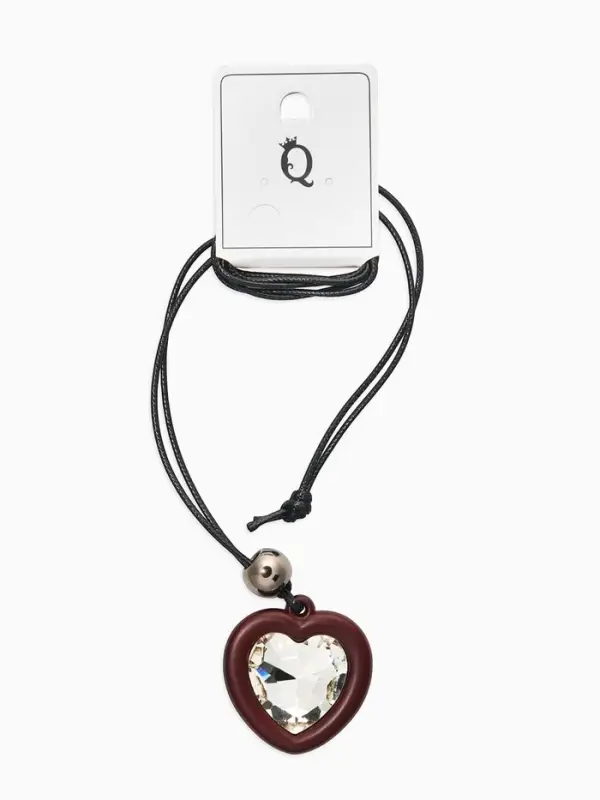 Кулон на шнурке &laquo;Сердце и бусина&raquo;, регулируемый, L=90 см, чёрный