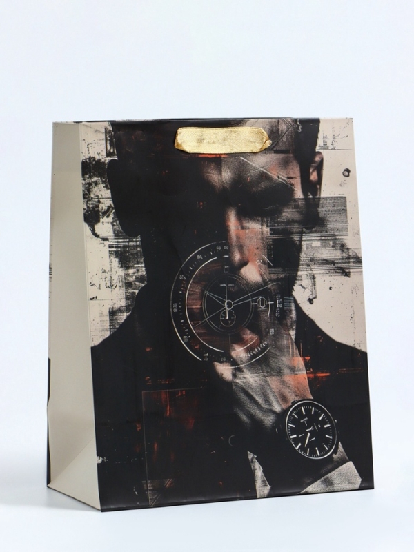 Пакет подарочный вертикальный «Time», MS 18 х 23 х10 см