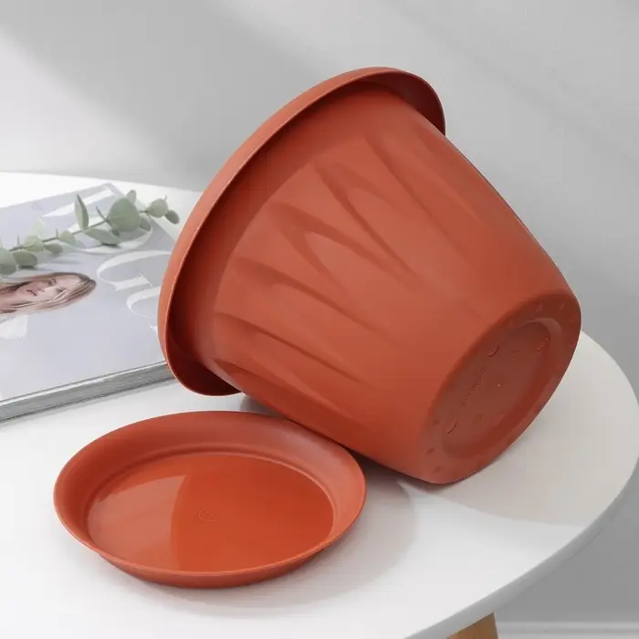 Горшок с поддоном «Алиция», 2,6 л, цвет терракотовый Горшок с поддоном «Алиция», 2,6 л, цвет терракотовый