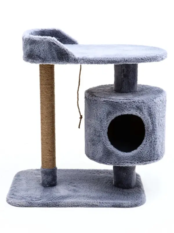 Комплекс для кошек с когтеточкой, 58&times;38&times;70 см, с лежанкой, джут, серый