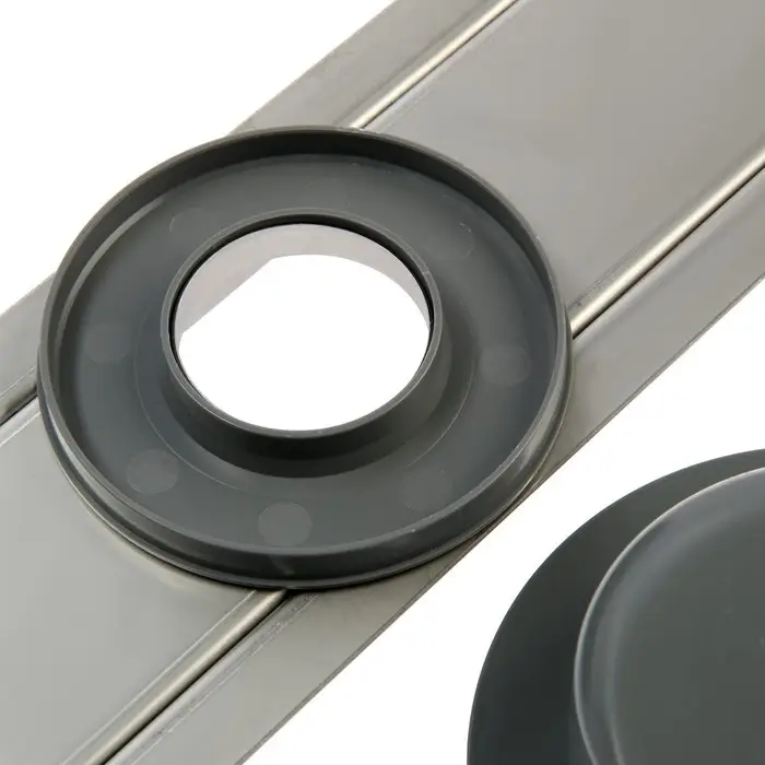 Трап ZEIN, c фланцем свободного вращения 360&deg;, 7&times;70 см, d=40/50 мм, нерж. сталь, сатин