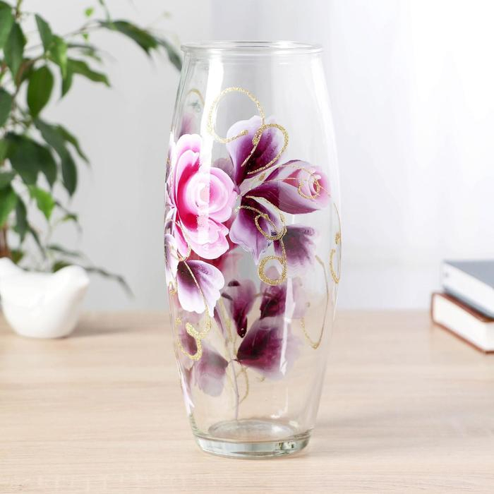 Ваза Ваза "Роза" роспись на проз.стекле, d-7см 10х23 см