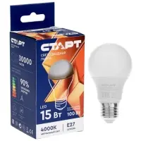 Лампа светодиодная СТАРТ, 15 Вт, Е27, 4000К, 1200 лм, матовая, свечение нейтральное белое