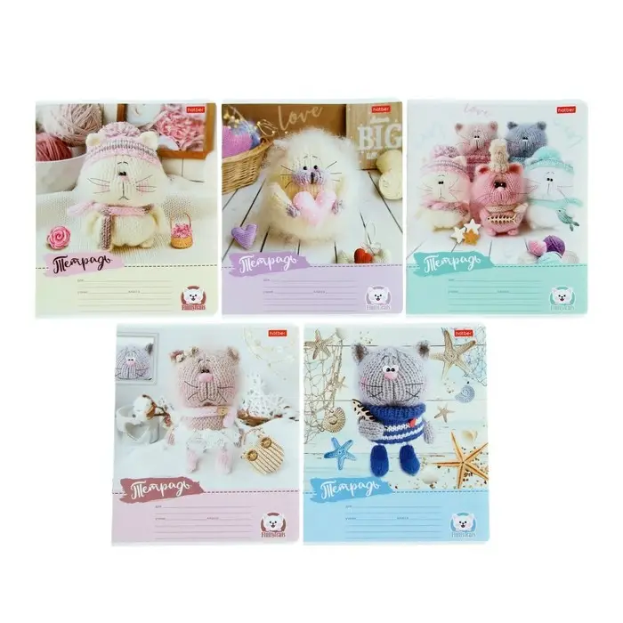 Тетрадь 12 листов в узкую линейку Тетрадь 12 листов в узкую линейку "Уютные котики", обложка мелованный картон, скругленные углы, поля, МИКС