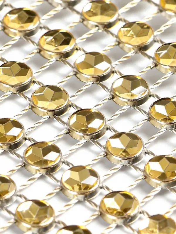 Лента с имитацией страз, 6 см, 9&plusmn;1 м, цвет золотой