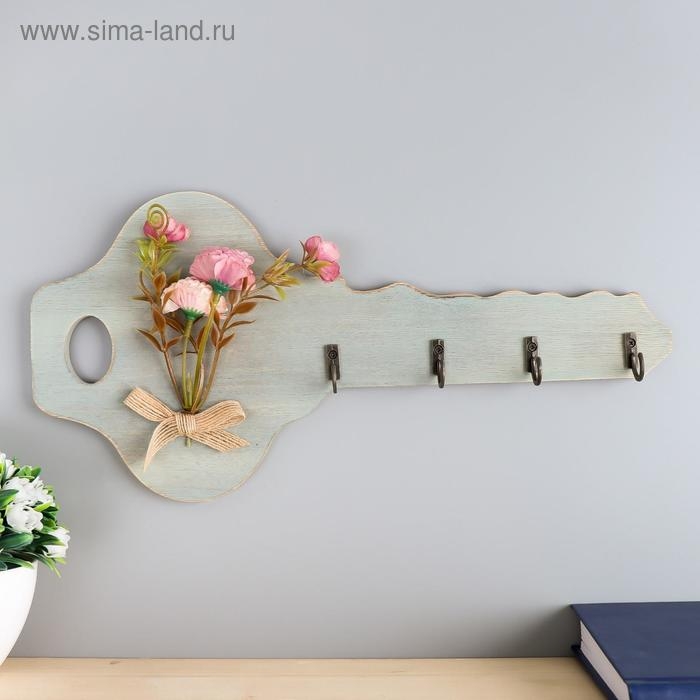 Крючки декоративные дерево Крючки декоративные дерево "Ключик с букетом цветов" 16,5х34х2,5 см