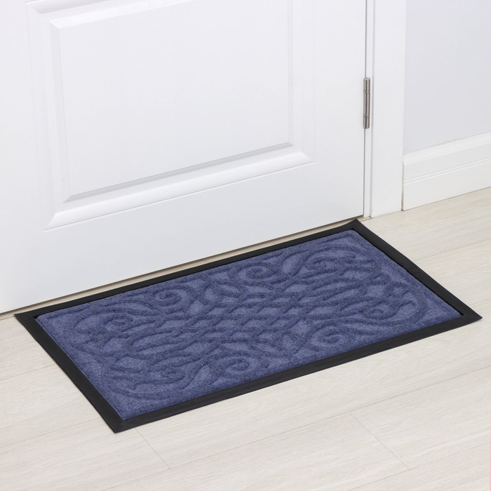 Коврик влаговпитывающий придверный с окантовкой Доляна «Вензель», 45×75 см, цвет МИКС Коврик влаговпитывающий придверный с окантовкой Доляна «Вензель», 45×75 см, цвет МИКС