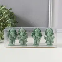 Сувенир полистоун "Ганеша" набор 4 шт зелёный 2,8х4х6,2 см