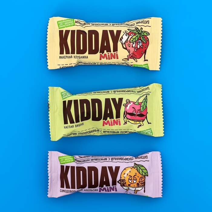 Батончик глазированный Батончик глазированный "KIDDAY mini", фруктовое ассорти, 300 г