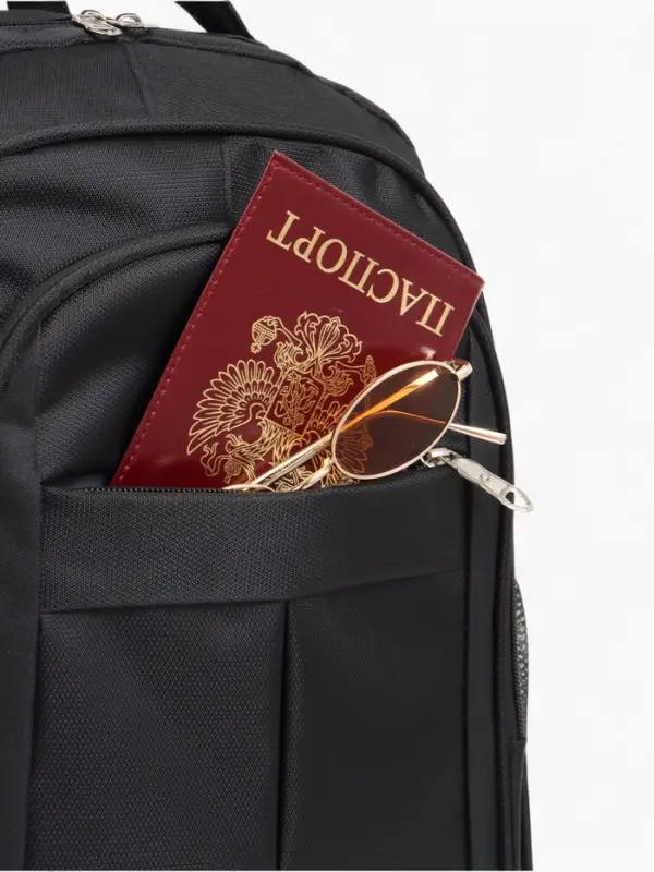 Рюкзак школьный на молнии, с карманами, однотонный, 31&times;14&times;46 см, чёрный