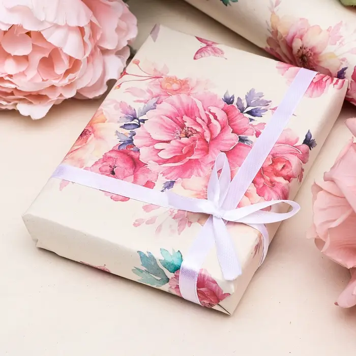 Бумага упаковочная, крафт белый «Цветочный образ», 40×60 см