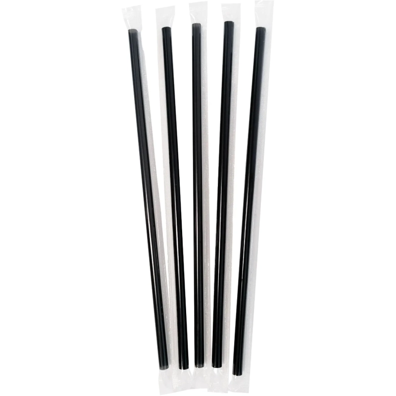 Трубочки для коктейля  210мм d7мм черн прямые в инд уп, 500шт/уп(112297)
