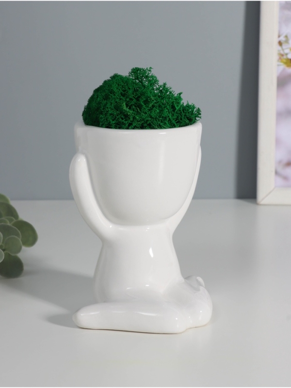 Кашпо керамика  Кашпо керамика "Мистер Грин" любитель тишины 11,5*10*9 см белый