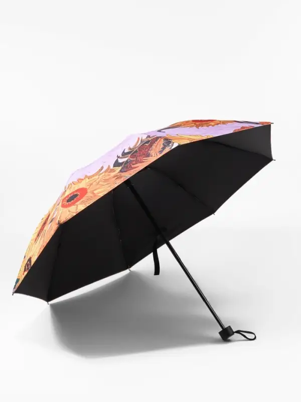 Зонт механический &laquo;Подсолнухи&raquo;, эпонж, 4 сложения, 8 спиц, R=48/55 см, d=96 см, МИКС