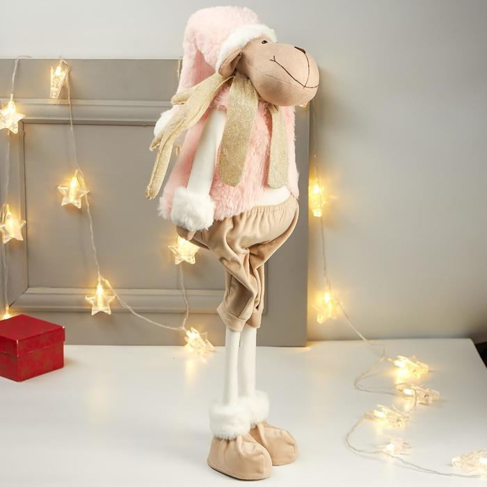 Кукла интерьерная Кукла интерьерная "Лосик в розовом меховом жилете" 85х15х27 см