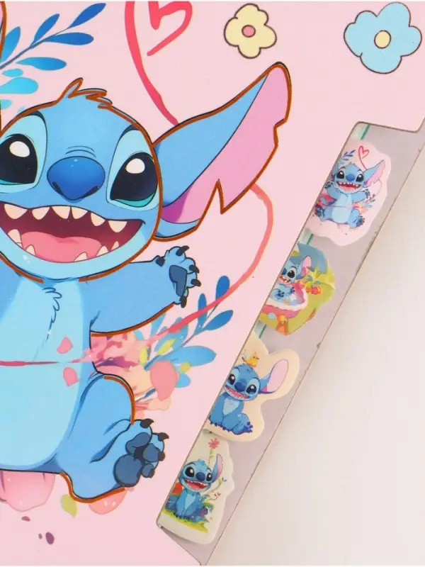 Блокнот с разделителями А6, 65 л ручка с кристаллами и стикеры-наклейки Стич 4 Блокнот с разделителями А6, 65 л ручка с кристаллами и стикеры-наклейки Стич 4