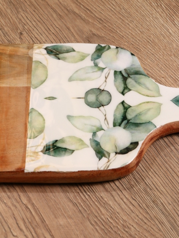 Доска разделочная прямоугольная "Листья" дерево манго 41х18 см