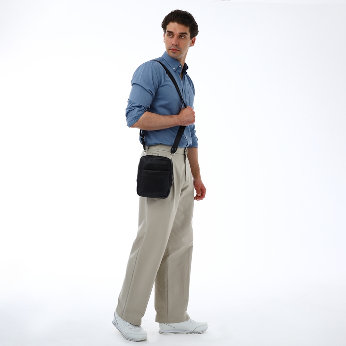 Сумка мужская через плечо TEXTURA, искусственная кожа, цвет чёрный Сумка мужская через плечо TEXTURA, искусственная кожа, цвет чёрный