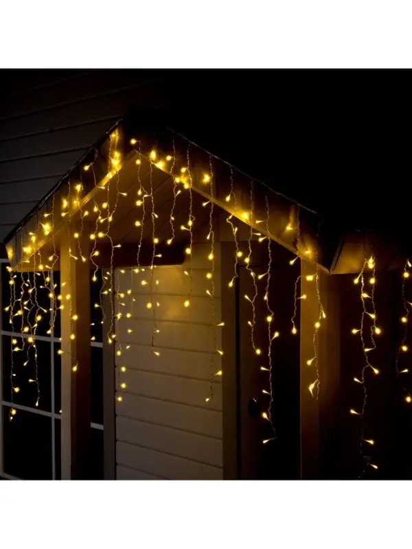 Гирлянда &laquo;Бахрома&raquo; 3&times;0.9 м, IP44, УМС, прозрачная нить, 232 LED, свечение тёплое белое, 220 В