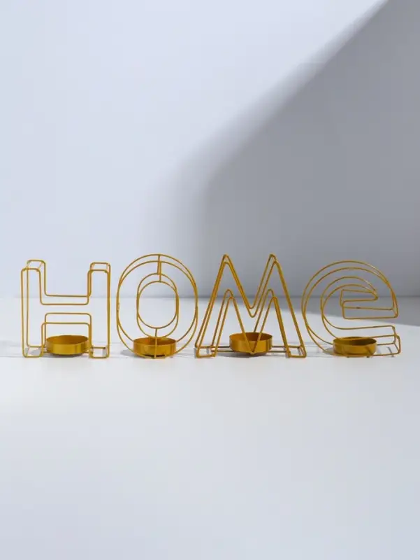 Подсвечник металлический на 4 свечи TAKE IT EASY, Home, 13.5&times;42 см, золото