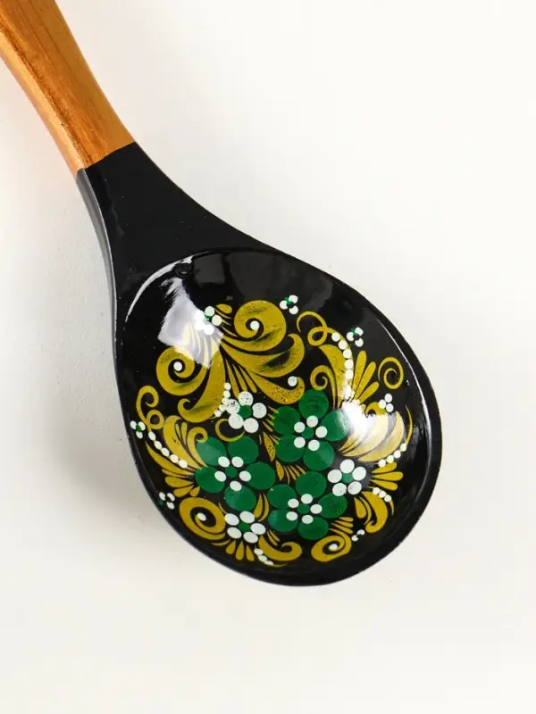 Ложка деревянная &laquo;Чернушка&raquo;, с плоским черенком, 20.2&times;6.2 см, хохлома, ручная роспись