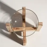 Подсвечник стекло, дерево "Рустик" d=9 см 16х16х21 см Подсвечник стекло, дерево "Рустик" d=9 см 16х16х21 см