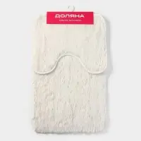 Коврики для ванной и туалета Доляна &laquo;Пушистик&raquo;, 2 шт.: 40&times;50 см, 50&times;80 см, цвет белый