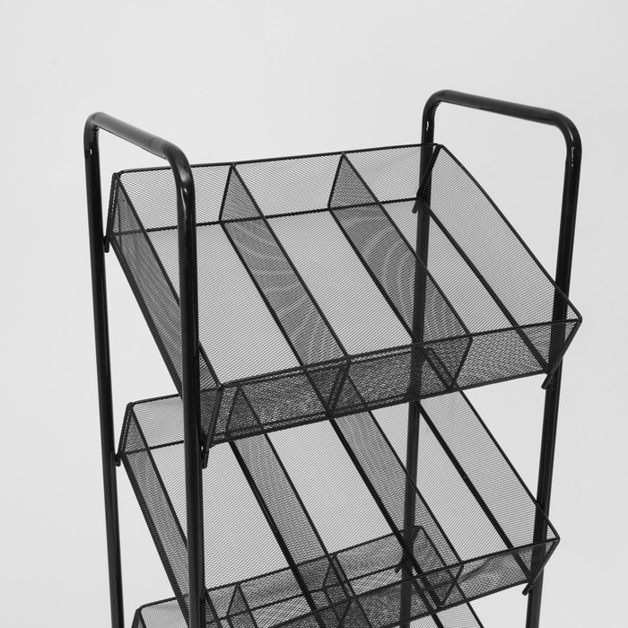 Стеллаж-накопитель разборный 4 этажа, 12 корзин, на колесах, 55×29×156 см, цвет чёрный Стеллаж-накопитель разборный 4 этажа, 12 корзин, на колесах, 55×29×156 см, цвет чёрный