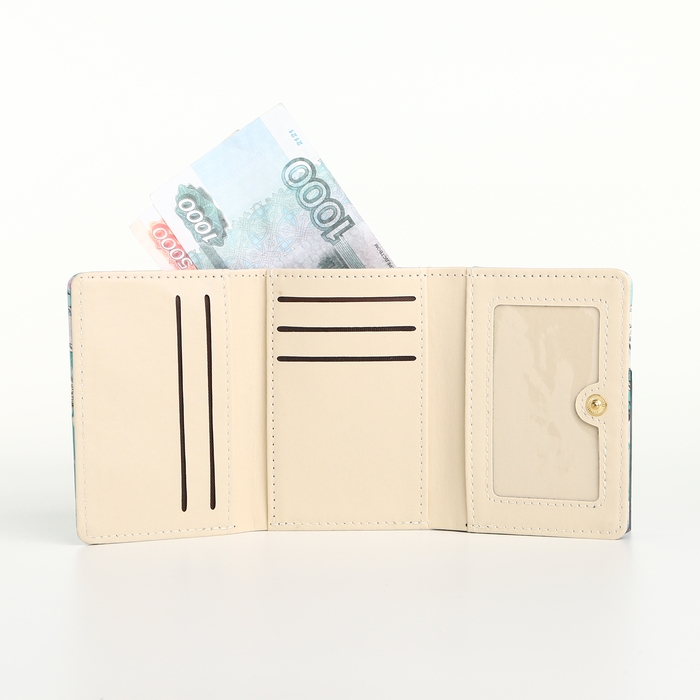 Кошелёк женский на кнопке, цвет бирюзовый