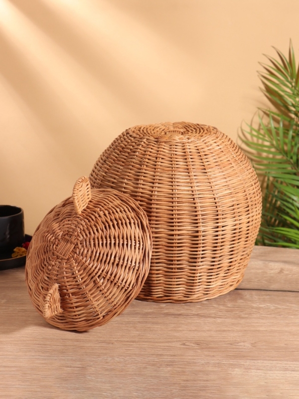 Корзина с крышкой, 25х25х34 см, ротанг