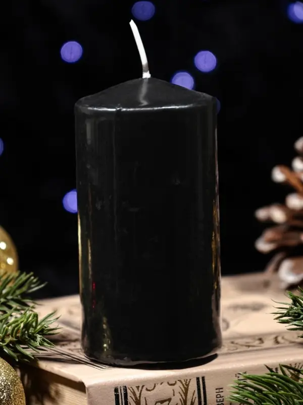 Свеча цилиндр с накаткой &laquo;Лошадь в профиль&raquo;, 50&times;100 мм, чёрная