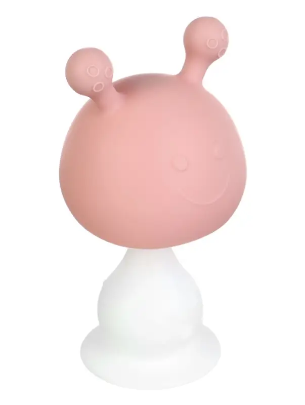 Прорезыватель силиконовый для зубов с погремушкой 3 в 1 M&B «Зайка», розовый