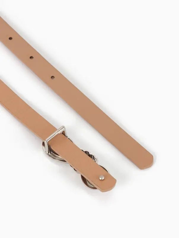 Ремень женский &laquo;Бант&raquo;, серебристая пряжка, 1.5&times;110 см, гвоздик, бежевый