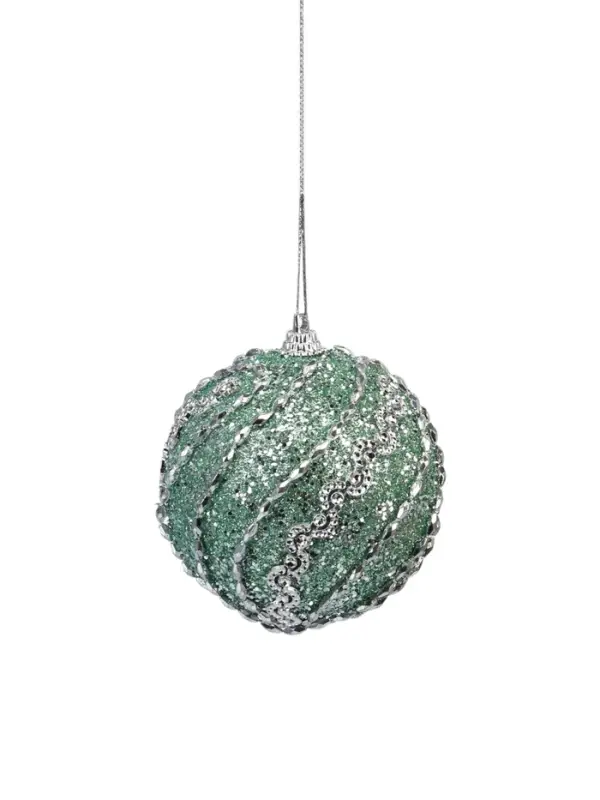 Ёлочный шар новогодний d=8 см «Карнавал» сияние полос, бирюзовый Ёлочный шар новогодний d=8 см «Карнавал» сияние полос, бирюзовый