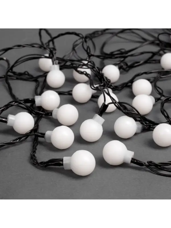 Гирлянда &laquo;Нить&raquo; 5 м с насадками &laquo;Шарики белые&raquo;, IP20, тёмная нить, 20 LED, свечение мульти (RG/RB), мигание, 220 В