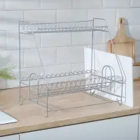 Сушилка для посуды с поддоном 2-х ярусная, 24&times;40&times;38 см, хром