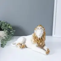 Фигура "Лев африканский №1" белый с золотом, 18х40х20 см