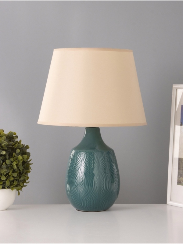 Настольная лампа Настольная лампа "Жанин" 1х15Вт Е14 бирюзовый 28х28х42 см