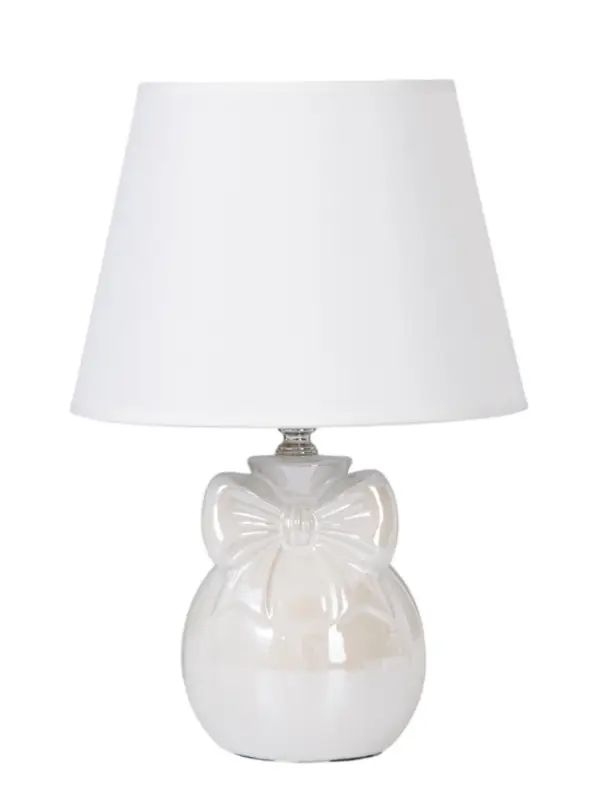 Лампа настольная E27 40Вт "Шар с бантом" беж перламутр 22х22х33,5 см