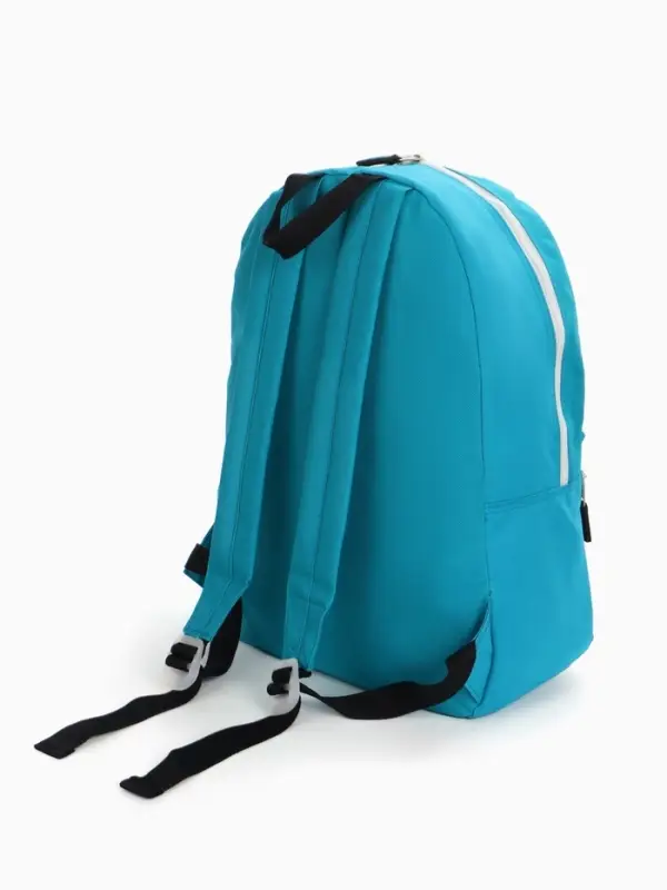 Рюкзак молодёжный на молнии, с карманом, однотонный, размер 29&times;12&times;39 см, голубой