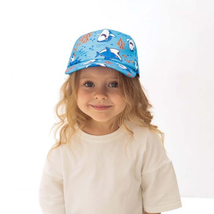 Кепка детская MINAKU "Акулы" цвет голубой, р-р 52