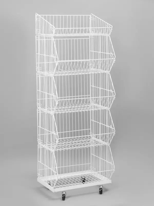 Накопитель разборный на колесах, 5 корзин, 50&times;43&times;147, белый