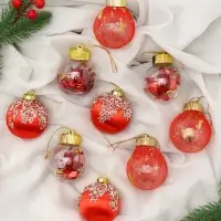 Ёлочные игрушки &laquo;Капризы зимы&raquo;, шары новогодние, d=6 см, 9 шт. красный