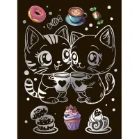 Гравюра 18*24 "Чаепитие котят" (серебро)  Гр-773