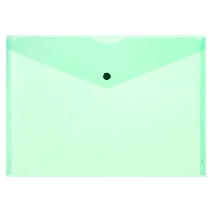 Набор папок-конвертов на кнопке 5 штук, А4, 120 мкм, Calligrata, прозрачные, зеленые