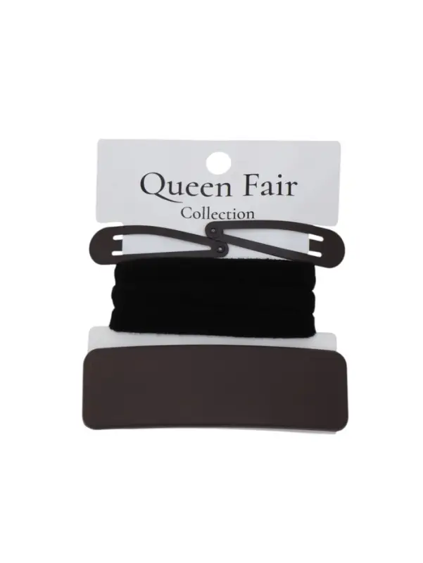 Набор для волос QF &laquo;Флоренс&raquo;, 3 резинки 6 см, заколка - автомат 9 см, 2 заколки 4.5 см, чёрный, коричневый