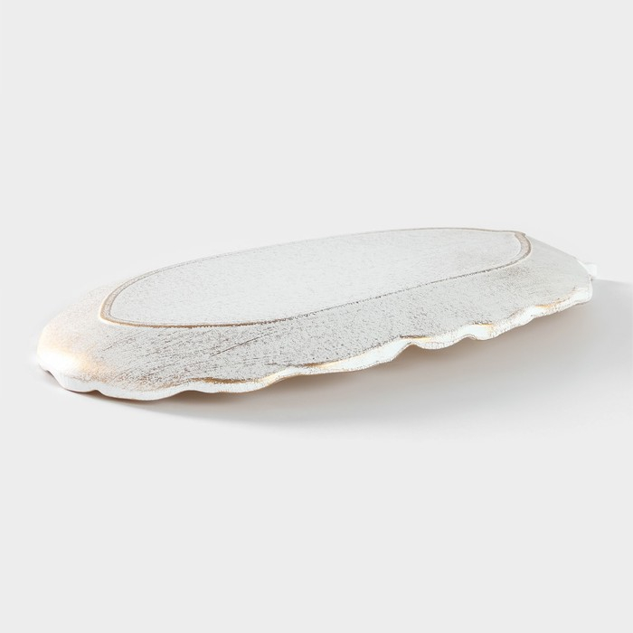 Блюдо для фруктов Доляна «Золотой лист», 30×18×2 см, цвет белый Блюдо для фруктов Доляна «Золотой лист», 30×18×2 см, цвет белый