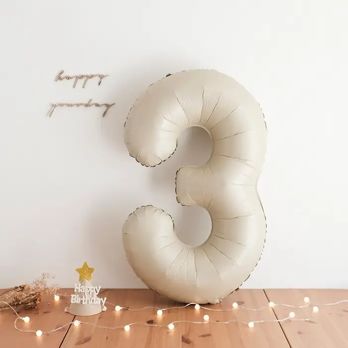 Шар фольгированный 40 Шар фольгированный 40" Цифра 3, цвет «Взбитые сливки»