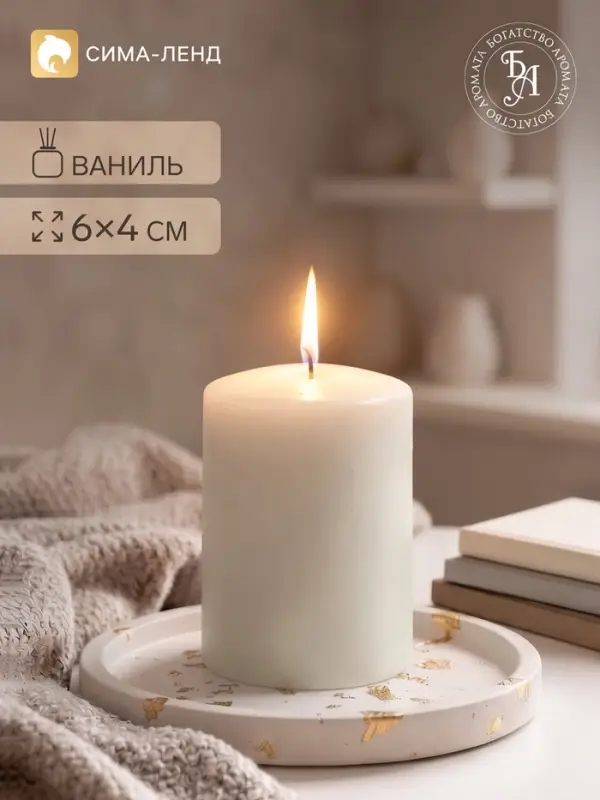 Ароматическая свеча - цилиндр &laquo;Французская ваниль&raquo;, 4&times;6 см