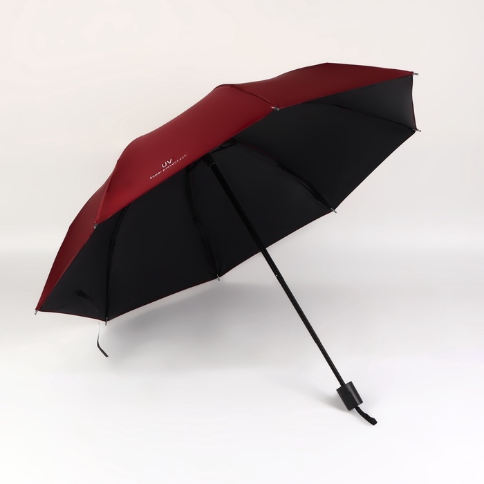Зонт механический &laquo;Однотонный&raquo;, 4 сложения, 8 спиц, R = 47/55 см, D = 110 см, цвет бордовый